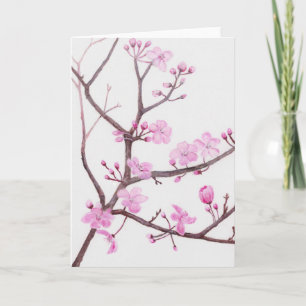 Cartes Pour Fêtes Annuelles Branche arborescente fleurie de fleurs roses au pr