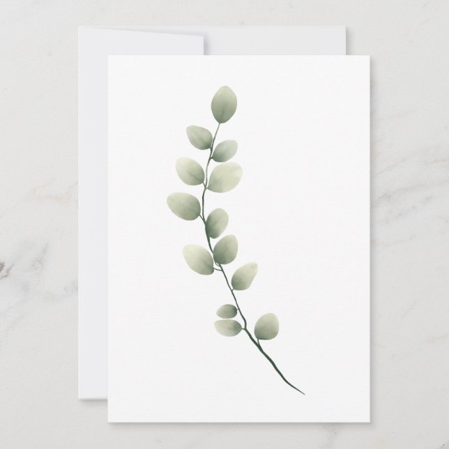 Cartes Pour Fêtes Annuelles Branche avec Feuilles vert clair en style aquarell (Devant)