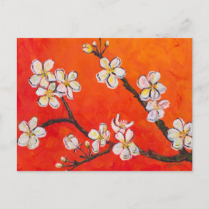Cartes Pour Fêtes Annuelles Branche de floraison blanche au printemps