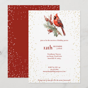 Cartes Pour Fêtes Annuelles Branche de houx cardinal rustique aquarelle hiver