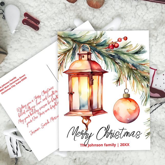 Cartes Pour Fêtes Annuelles Branche de pins de Noël et baies Holly (Créateur téléchargé)