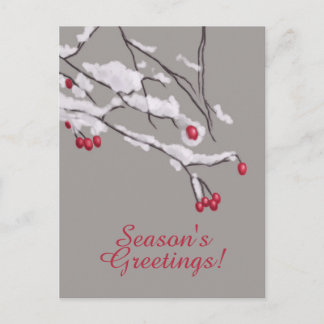 Cartes Pour Fêtes Annuelles Branches De Baies D'Hiver En Joyeuses Fêtes De Nei