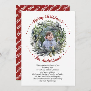 Cartes Pour Fêtes Annuelles Branches de fleurs de Noël avec photo verte