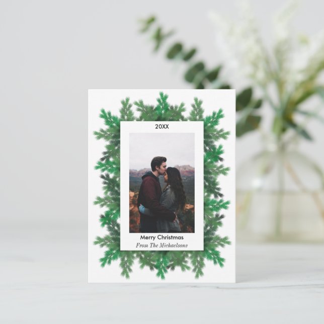 Cartes Pour Fêtes Annuelles Branches de l'arbre de Noël Photo (Debout devant)