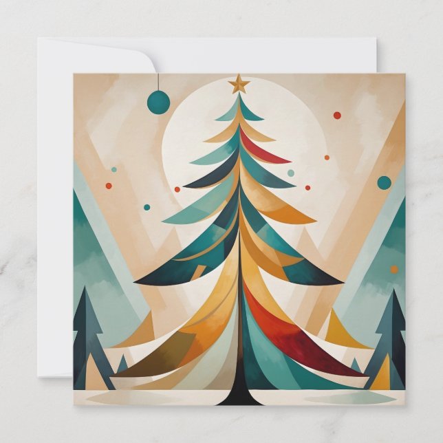 Cartes Pour Fêtes Annuelles Branches de Noël géométriques Art Déco (Devant)