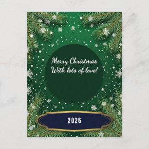 Cartes Pour Fêtes Annuelles Branches de pin de Noël vertes avec texte personna