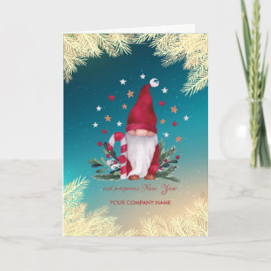 Cartes Pour Fêtes Annuelles Branches de pin gnome étoiles dorées