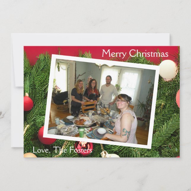 Cartes Pour Fêtes Annuelles Branches de pin jolies photo de Noël (Devant)