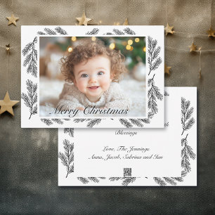 Cartes Pour Fêtes Annuelles Branches de pin Photo personnalisée Noël