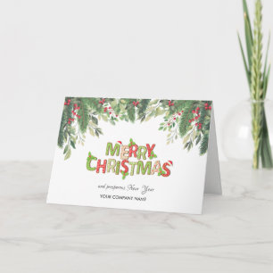 Cartes Pour Fêtes Annuelles Branches de pins,Holly Berries Company Noël