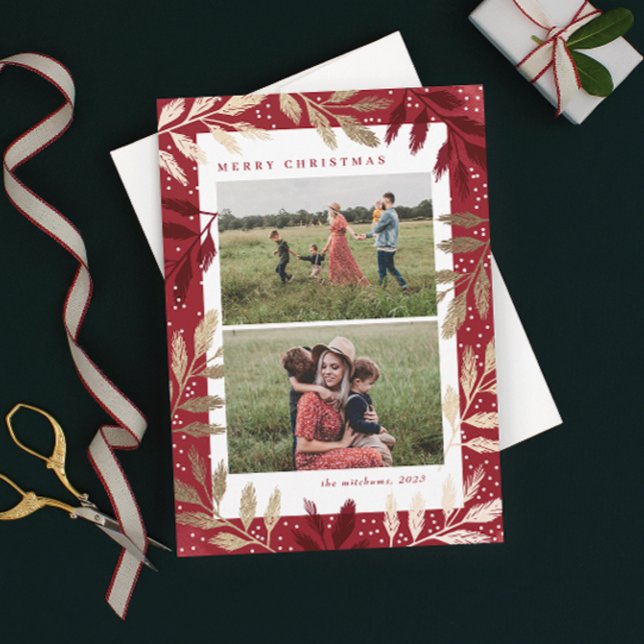 Cartes Pour Fêtes Annuelles Branches d'or 2 Photo Noël (Créateur téléchargé)