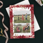 Cartes Pour Fêtes Annuelles Branches d'or 3 Photo Noël<br><div class="desc">Une carte de vacances élégante avec des branches de pin dessinées à la main dans un faux film d'or et de couleur rouge conçu par Stacey Meacham. Le backside offre une autre occasion d'envoyer des messages de vacances sincères à vos amis et à votre famille.</div>