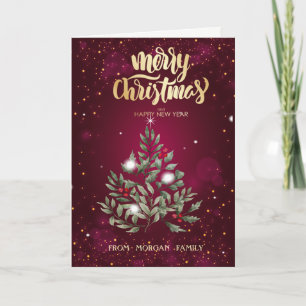 Cartes Pour Fêtes Annuelles Branches élégantes d'arbre de Noël rouge