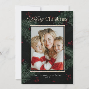 Cartes Pour Fêtes Annuelles Branches et baies de Noël à l'aquarelle
