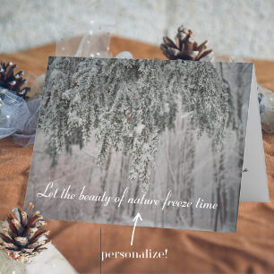 Cartes Pour Fêtes Annuelles Branches givrées et une forêt couverte de neige