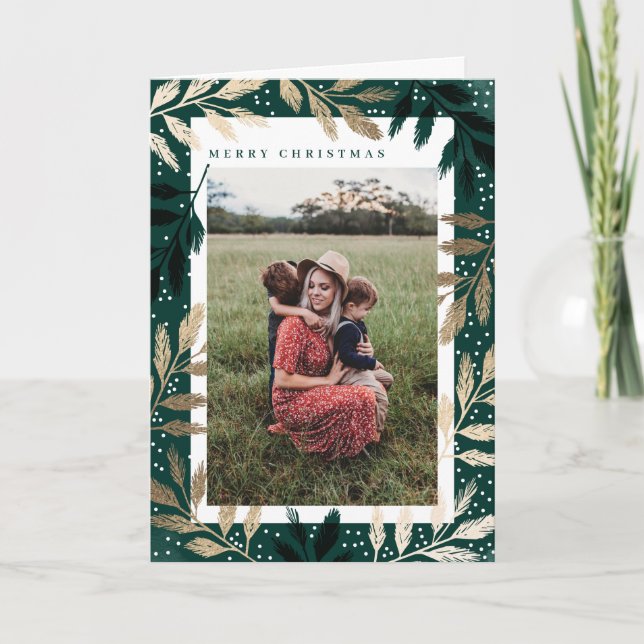Cartes Pour Fêtes Annuelles Branches Gold Foil Joyeux Noël 3 Photo (Devant)