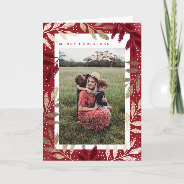 Cartes Pour Fêtes Annuelles Branches Gold Foil Joyeux Noël 3 Photo (Devant)