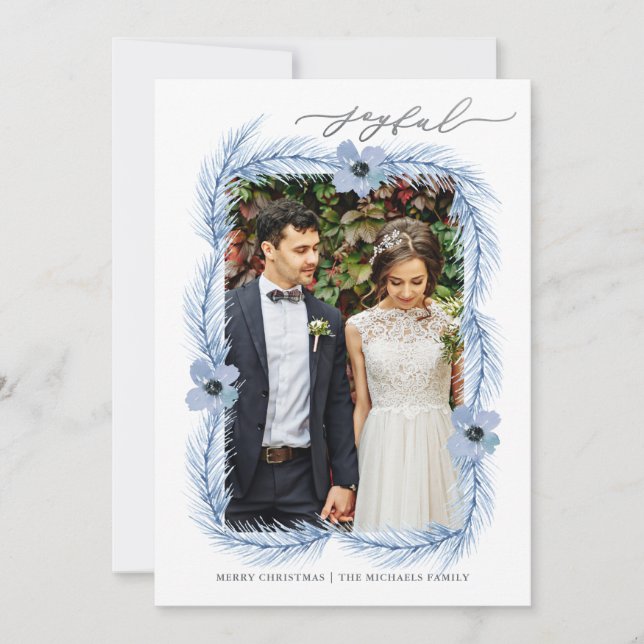 Cartes Pour Fêtes Annuelles Branches joyeux Photo de Noël (Devant)