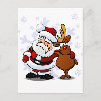 Cartes Pour Fêtes Annuelles Bras debout père Noël et Reindeer dans le bras