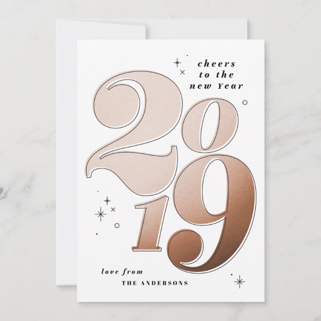 Cartes Pour Fêtes Annuelles Bravo à la nouvelle année audacieuse cuivre 2019 (Devant)
