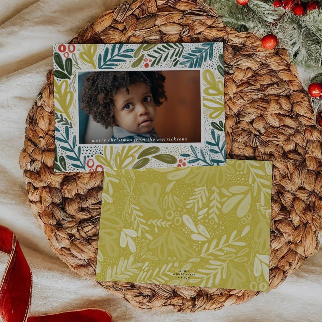 Cartes Pour Fêtes Annuelles Brève | Photo botanique festive (Bramble | Festive Botanical Photo Holiday Card)