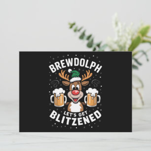 Cartes Pour Fêtes Annuelles Brewdolph Buvons Blitzened Christmas Reindeer B