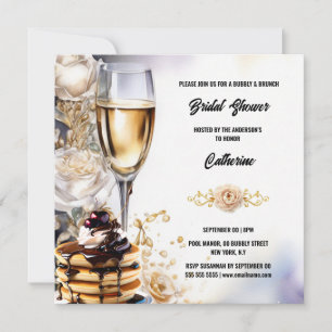 Cartes Pour Fêtes Annuelles Bridal douche bulle brunch rose fleurs élégant