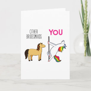 Cartes Pour Fêtes Annuelles Bridesmaid Unicorn Funny Mariage