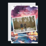 Cartes Pour Fêtes Annuelles Bright Bold Winter Camping Couple Christmas Photo<br><div class="desc">Watercolor Winter Camping Adventure Thème Famille Vacances Photo Noël Carte de vacances. Personnalisez avec votre message,  nom,  année et signature. Parfait pour les couples et les familles qui aiment explorer les grands espaces et faire des aventures.</div>