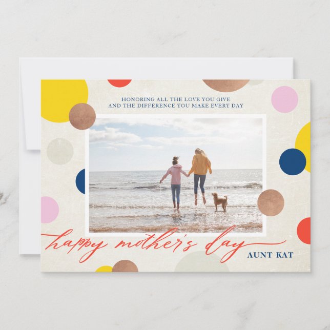 Cartes Pour Fêtes Annuelles Bright Dots Happy Mother's Day Aunt Photo (Devant)