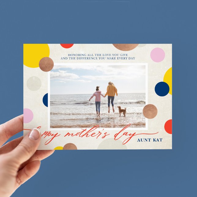 Cartes Pour Fêtes Annuelles Bright Dots Happy Mother's Day Aunt Photo (Créateur téléchargé)