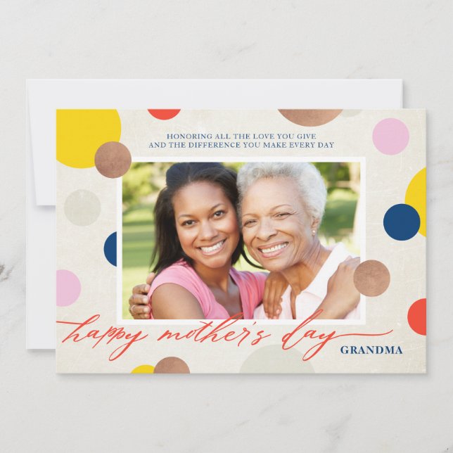 Cartes Pour Fêtes Annuelles Bright Dots Happy Mother's Day Grandma Photo (Devant)
