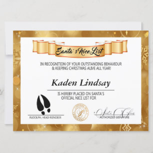 Cartes Pour Fêtes Annuelles Bright Golden Père Noël Nice Liste