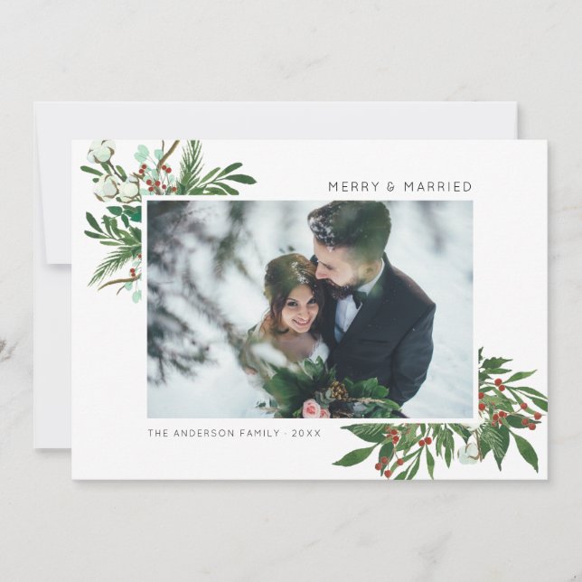 Cartes Pour Fêtes Annuelles Bright Joy | Photo Merry & Married Mistletoe Sprig (Devant)