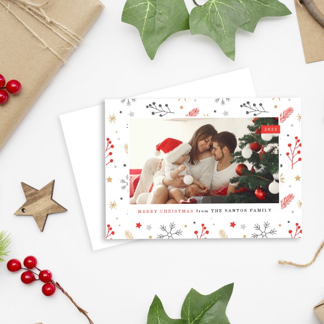 Cartes Pour Fêtes Annuelles Bright Joyeux Noël Photo éléments de noël (Créateur téléchargé)