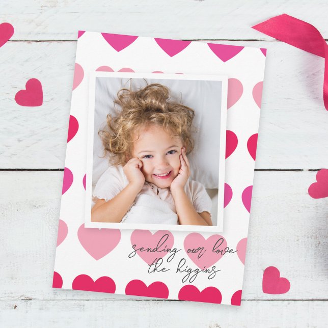 Cartes Pour Fêtes Annuelles Bright Pink Hearts Photo Saint-Valentin (Créateur téléchargé)