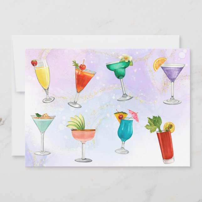 Cartes Pour Fêtes Annuelles Bright rainbow cockparty festin boissons amusantes (Devant)