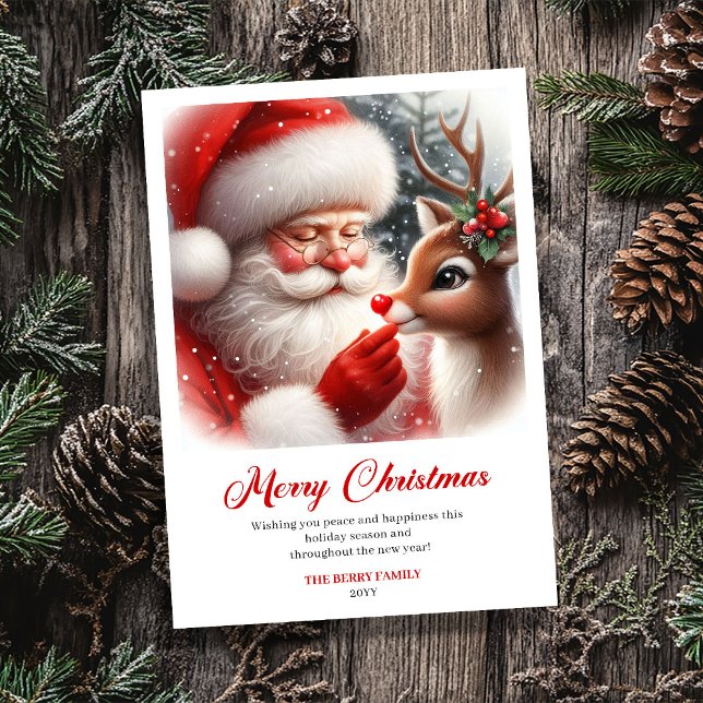 Cartes Pour Fêtes Annuelles Bright Santa And Rudolph Merry Christmas Greeting  (Bright Santa And Rudolph Merry Christmas Greeting Card)