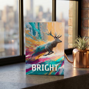 Cartes Pour Fêtes Annuelles Bright Splatter Aquarelle Renne de Noël