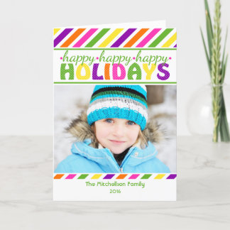 Cartes Pour Fêtes Annuelles BRIGHT Stripes Colorful Christmas Card