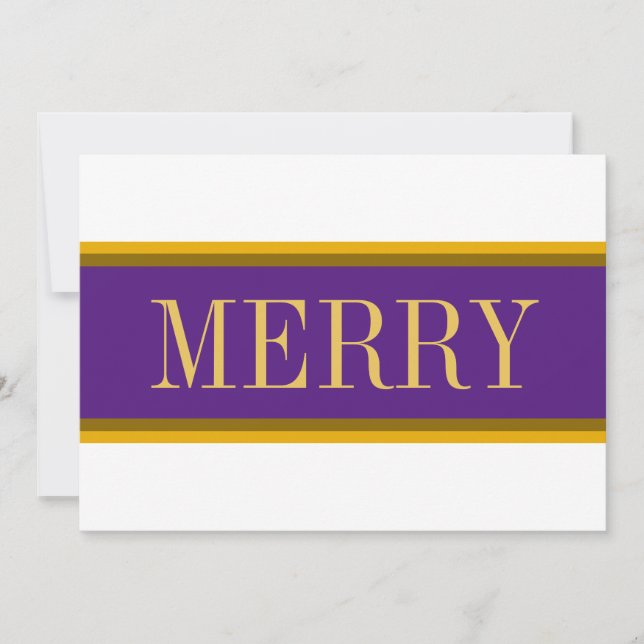 Cartes Pour Fêtes Annuelles Bright White Royal Purple MERRY Stripes de Noël (Devant)