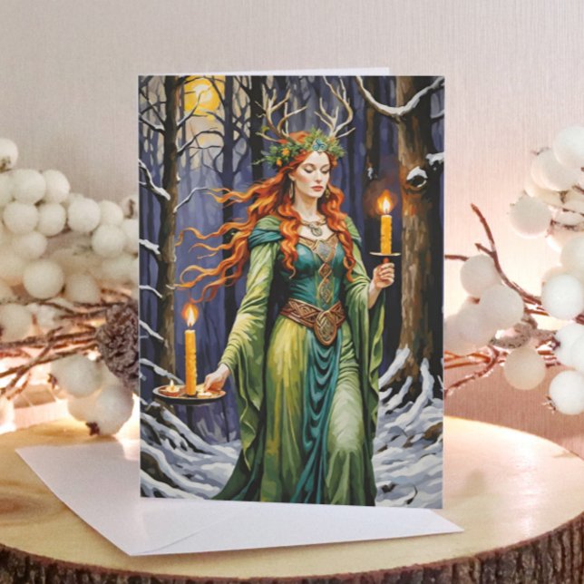 Cartes Pour Fêtes Annuelles Brigid Imbolc Chandlemas Forest Celtic Wiccan (Brigid Imbolc Candlemas Forest Celtic Wiccan Holiday Greeting Card)