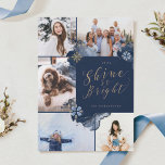 Cartes Pour Fêtes Annuelles Brille si brillant & Marine Gold Agate Encre Cinq<br><div class="desc">Notre joyau d'or étoilé collection de Noël abstraite nuit d'hiver capture une opulence royale avec une touche abstraite moderne. Les tons bleu marine profond, les tons dorés de bijoux et les tons bleus créent une atmosphère élégante de nuit d'hiver. Design dispose de 5 mises en page de collage photo pour...</div>