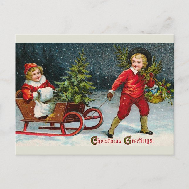 Cartes Pour Fêtes Annuelles "Bringing Home Christmas Holly" (Devant)