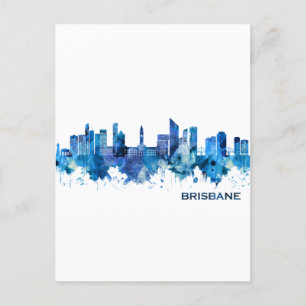 Cartes Pour Fêtes Annuelles Brisbane Australie Skyline Blue