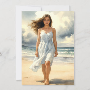 Cartes Pour Fêtes Annuelles Brise d'été Me Fait Me Sentir Bien Aquarelle Plage