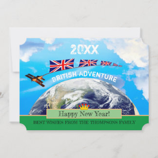 Cartes Pour Fêtes Annuelles British Adventure, Happy New Year Card, Earth
