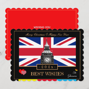 Cartes Pour Fêtes Annuelles British Flag & Big Ben 2026 Bonne année Royaume-Un