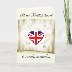 Cartes Pour Fêtes Annuelles British Flag Heart/Missing you+militaire