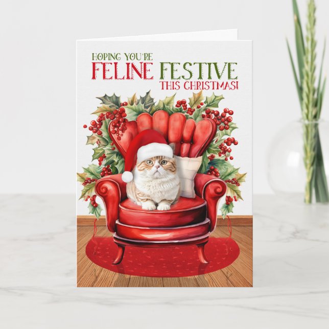 Cartes Pour Fêtes Annuelles British Orange Tabby Christmas Chat FELINE Festive (Devant)